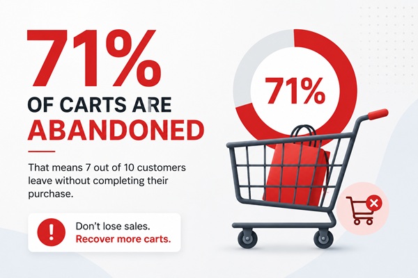 71 percent of carts are abandoned. Fix your cart abandonment
